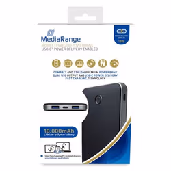 MediaRange MR753 banque d'alimentation électrique Lithium Polymère (LiPo) 10000 mAh Noir