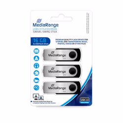 MediaRange MR910-3, 16 Go, USB Type-A, 2.0, 17 Mo/s, Pivotant, Noir, Argent