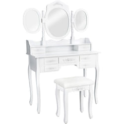 Tectake - Coiffeuse avec 3 miroirs 7 tiroirs -
