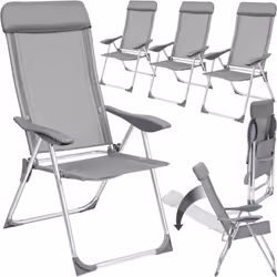 Lot de 4 chaises de jardin Pliable Dossier réglable en 5 positions, avec coussin de tête