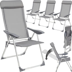 Lot de 4 chaises de jardin Pliable Dossier réglable en 5 positions, avec coussin de tête