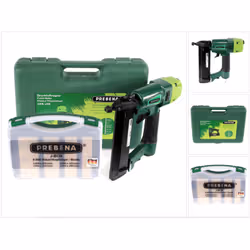 Contenu du paquet: - 1x Prebena 2XR-J50 Cloueur pneumatique - 1x Pointes/Brads Prebena J-BOX, 8000 pcs. - 1x Coffret de trans ...