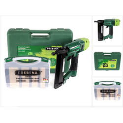 Prebena - 2XR-J50 Cloueur pneumatique + Coffret + Pointes/Brads à tête refoulé j-box, 8000 pcs.