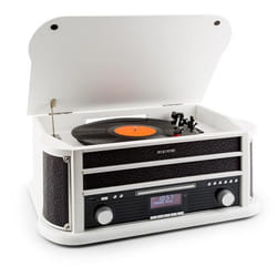Platine Vinyle Bluetooth et Lecteur CD - auna - 33/45/78 r/min - USB - Tourne Disque Retro - blanc