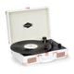 Platine Vinyle avec Enceintes - Auna - Tourne Disque Retro Valise - 33/45/78 r/min - Lecteur Vinyle avec USB MP3 - blanc