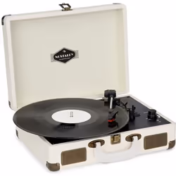 Platine Vinyle avec Enceintes - Auna - Tourne Disque Retro Valise - 33/45/78 r/min - Lecteur Vinyle avec USB MP3 - creme