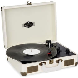 Platine Vinyle avec Enceintes - Auna - Tourne Disque Retro Valise - 33/45/78 r/min - Lecteur Vinyle avec USB MP3 - creme