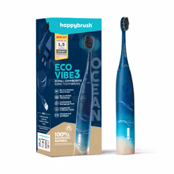 happybrush Eco VIBE 3 Set S, Adulte, Brosse à dents à ultrasons, Bleu, 2 min, Batterie, Batterie intégré