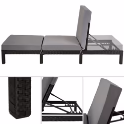 TecTake 402307 chaise de plage Noir Polyester, Acier