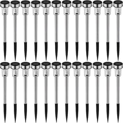 Lot de 24 lampes solaires LED écologiques diffusion d'une lumière blanc froid  argent