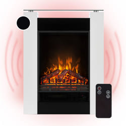 Cheminée Electrique d'Intérieur, Chauffage Electrique de 1800W, Fausse Cheminée Decorative avec Effet Flamme en led, Télécommande Inclus,