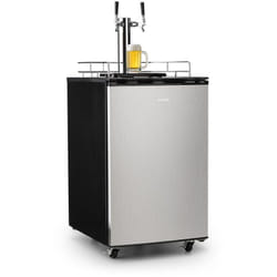 Big Spender Double Tireuse à bière mobile & réfrigérateur pour fût -1 à 3°C , Machine à bière, 50L max., Pompe à bière, Gris - Klarstein