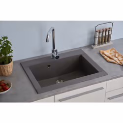 respekta® Evier en mineralite Ohio: L'évier en mineralite Ohio de haute qualité ne convainc pas seulement par son design mode ...