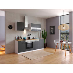 Cuisine Kitchenette Bloc cuisine intégrée Blanc Gris Malia 220 cm Respekta
