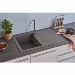 respekta® Evier Mineralite Houston : L'évier Mineralite Houston, à la finition de haute qualité, ne convainc pas seulement pa ...