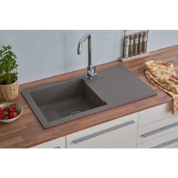 Evier à encastrer Evier de cuisine Granit Mineralite 78 x 44cm gris béton Respekta