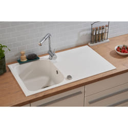 Evier de cuisine Evier en granit Evier en granit à encastrer 86 x 50 blanc Respekta by Schock