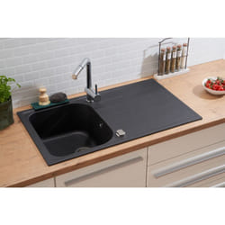 Evier de cuisine Evier en granit à encastrer 86 x 50 noir cuisine Respekta by Schock