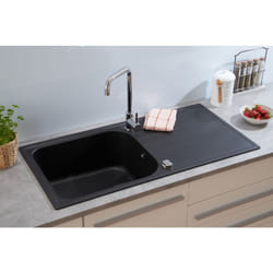 Evier de cuisine Evier en granit à encastrer 100x50 noir cuisine Respekta by Schock