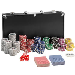 Coffret, Malette, Set de Poker 300 pièces colorées  noir