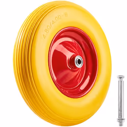 BROUETTE - TECTAKE - Roue de Brouette Increvable Ø 39 cm en Caoutchouc plein avec jante en acier Axe solide