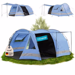 Tente tunnel familiale - Skandika Kambo 4 - 4 personnes - 420 x 275 cm - Bleu
