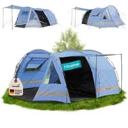 Tente tunnel familiale - Skandika Kambo 4 - 4 personnes - 420 x 275 cm - Bleu