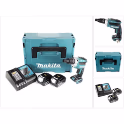 Contenu du paquet: - 1x Makita DFS 251 RT1J Visseuse bardage sans fil 18 V Li-Ion, sans balai - 2x Batteries Makita BL1850 B  ...