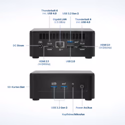 FutureNUC Pro NUC 13i3UP-W11P-256/2x4W6E Intel® Core™ i3 i3-1315U 8 Go DDR4-SDRAM 256 Go SSD Windows 11 Pro Mini PC Noir