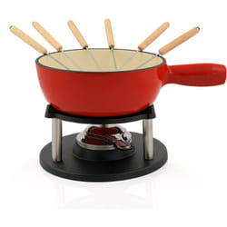 Bbq-toro - Service à fondue en fonte émaillé rouge 2 Litres, pour 6 personnes