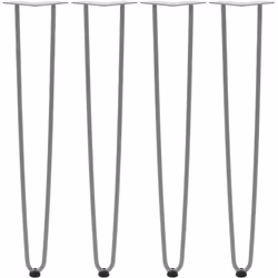 Zelsius Set de 4 pieds de table en acier, (H) 71 cm, gris, 2 entretoises Construisez votre propre table à manger, table de tr ...