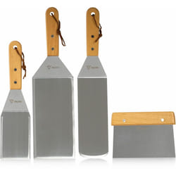 Bbq-toro - Set de spatules en acier inoxydable en 4 pièces avec spatules coudées et grattoir pour grill