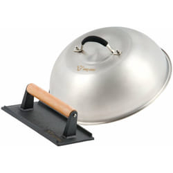 Cloche de chauffage en acier inoxydable avec poids de viande en fonte ø 31,5 cm - Bbq-toro