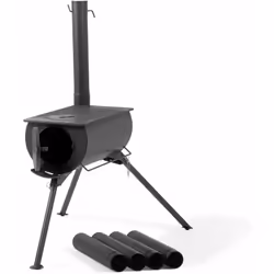 CampFeuer Poêle de tente | 58 x 86 x 240 cm | noir | Poêle à bois portable pour le camping, l´extérieur, la tente | Chauffage ...