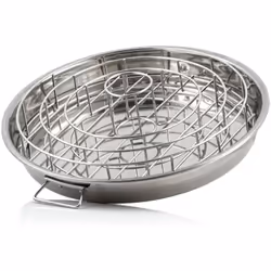 BBQ-Toro Support en acier inoxydable 3 en 1 pour côtes et cuisses de poulet avec bac de récupération. Les anneaux de côtes pe ...
