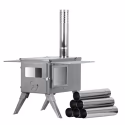 CampFeuer Four pour tente en acier inoxydable | 51,5 x 42 x 216 cm | Chauffage de tente, four à bois portable pour camping Av ...