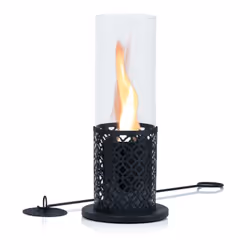 Cheminée de table Zelsius pour l´intérieur et l´extérieur avec flamme tourbillonnante | Noir | Ø 20 x 50,5 cm | Ethanol L´élé ...
