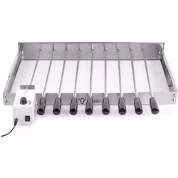 BBQ-Toro gril en acier inoxydable avec 9 brochettes | 56 x 26-40 cm | moteur à gauche Avec le tourne-broche électrique BBQ-To ...
