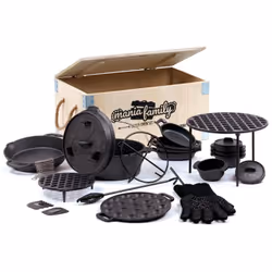 BBQ-Toro Dutch Oven Set dans une boîte en bois Le dutch oven est une casserole traditionnelle lourde en fonte et un couvercle ...