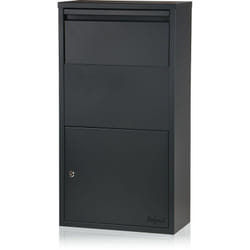 Boite aux lettres avec compartiment pour paquet Merkur acier revêtu par poudrage RAL7016 Anthracite avec dispositif anti-vol - Zelsius