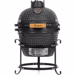 BBQ-Toro Kamado Grill charbon de bois Ø 32 cm « HAIIRO » avec grille et thermomètre, gris Un barbecue céramique au charbon ha ...