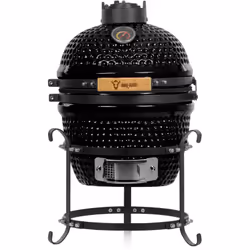 BBQ-Toro Kamado Grill charbon de bois Ø 32 cm « HAIIRO » avec grille et thermomètre, noir Un barbecue céramique au charbon ha ...