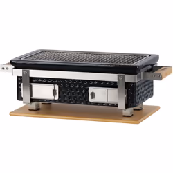 BBQ-Toro Céramique Barbecue de table au charbon de bois avec support en bois | Noir | Barbecue Hibachi d´extérieur pour le ca ...