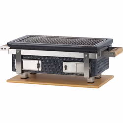 BBQ-Toro Céramique Barbecue de table au charbon de bois avec support en bois | Gris | Barbecue Hibachi d´extérieur pour le ca ...