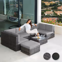 TecTake 402698 ensemble de meubles de jardin Gris