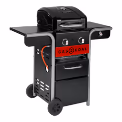 Char-Broil Gas2Coal 2.0 2B Grill Chariot Charbon + gaz naturel Noir, Acier inoxydable, Rouge 8200 W