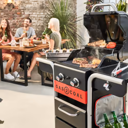 Char-Broil Gas2Coal 2.0 2B Grill Chariot Charbon + gaz naturel Noir, Acier inoxydable, Rouge 8200 W - Vue supplémentaire 7