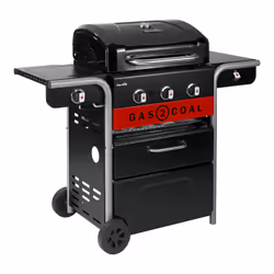 Char-Broil Gas2Coal 2.0 3B Grill Chariot Charbon + gaz naturel Noir, Acier inoxydable, Rouge 13600 W