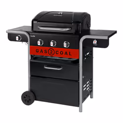 Char-Broil Gas2Coal 2.0 3B Grill Chariot Charbon + gaz naturel Noir, Acier inoxydable, Rouge 13600 W