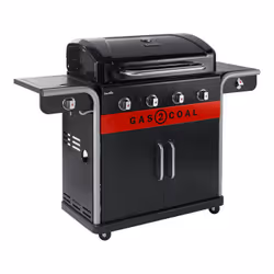 Char-Broil Gas2Coal 2.0 4B Grill Chariot Charbon + gaz naturel Noir, Acier inoxydable, Rouge